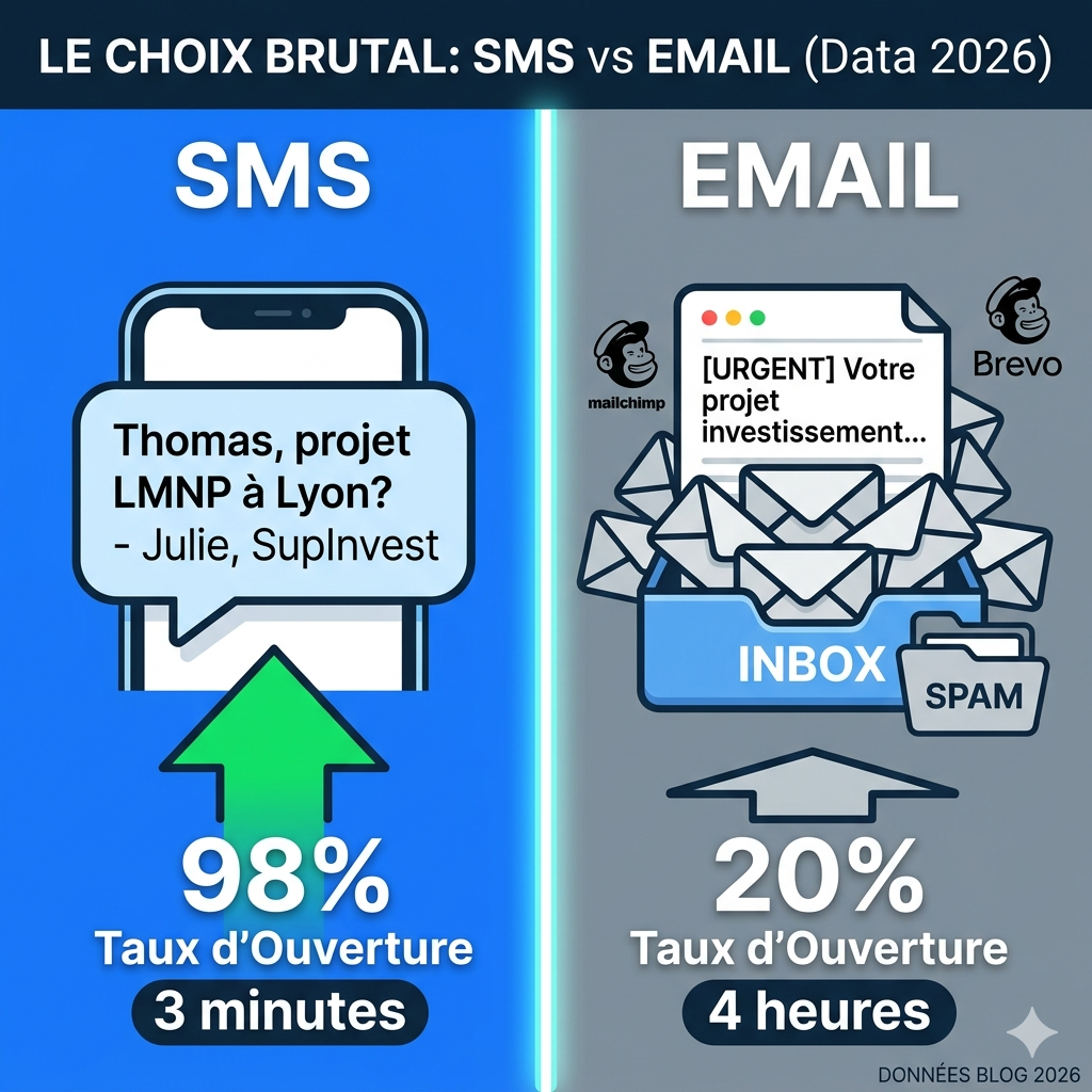 SMS vs email pour qualifier un lead : la data 2026 | QualifLeads